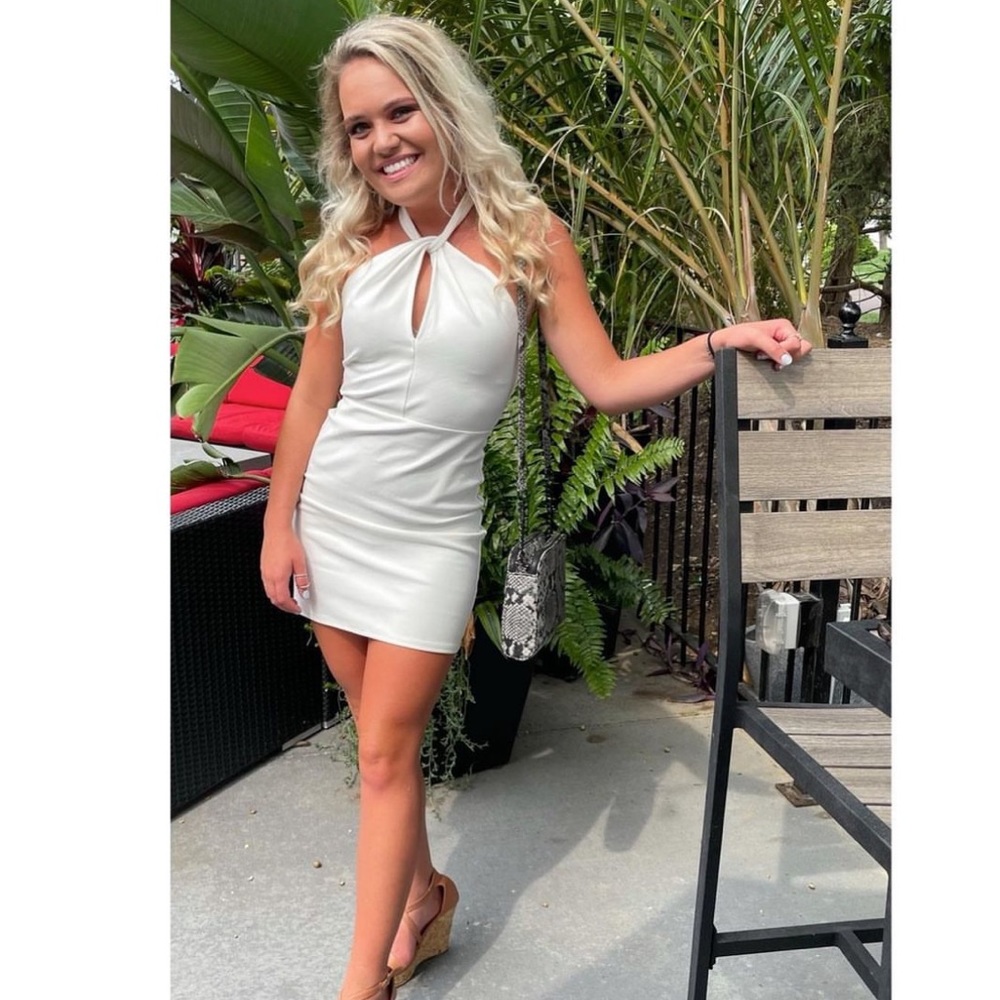 White Eggshell halter neck dress